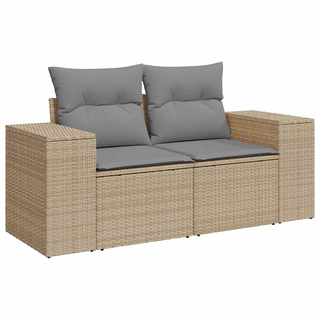 9 Pcs conjunto de sofás p/ jardim com almofadões vime PE bege