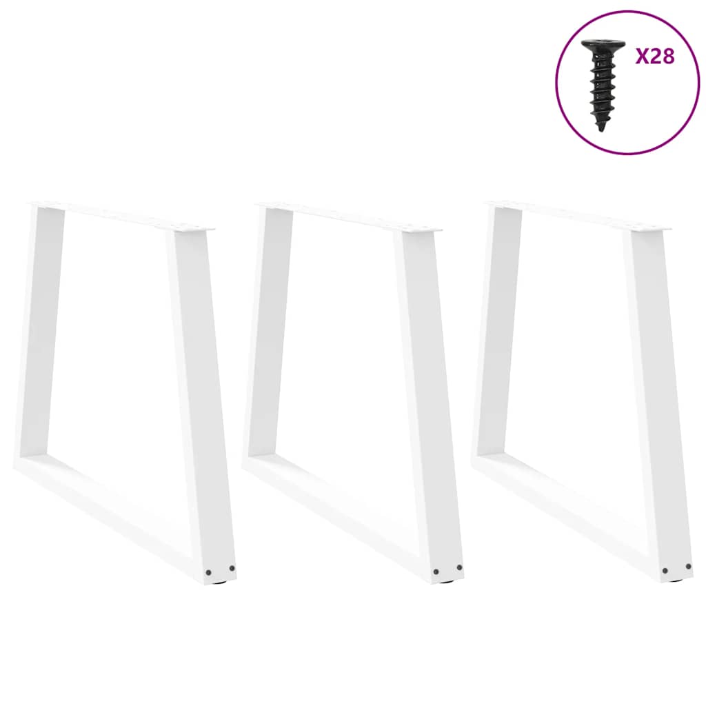 Pés para mesa de jantar em v, 3 peças, branco, 100x(72-73,3) cm, aço