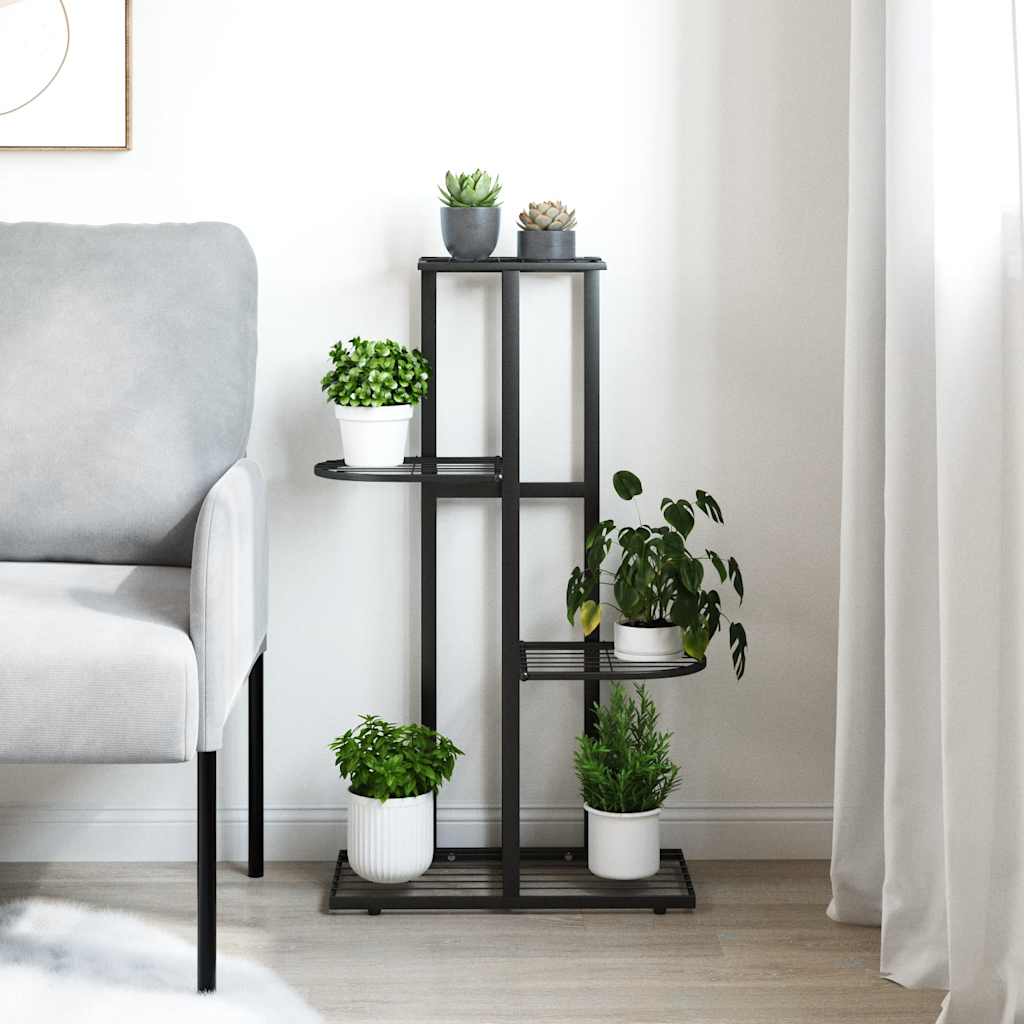 Suporte de vasos c/ 4 prateleiras 43x22x76 cm metal preto