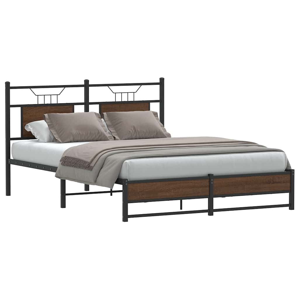 Estrutura de cama s/ colchão deriv. madeira carvalho castanho