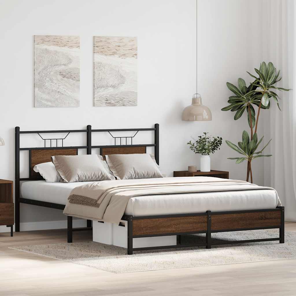Estrutura de cama s/ colchão deriv. madeira carvalho castanho