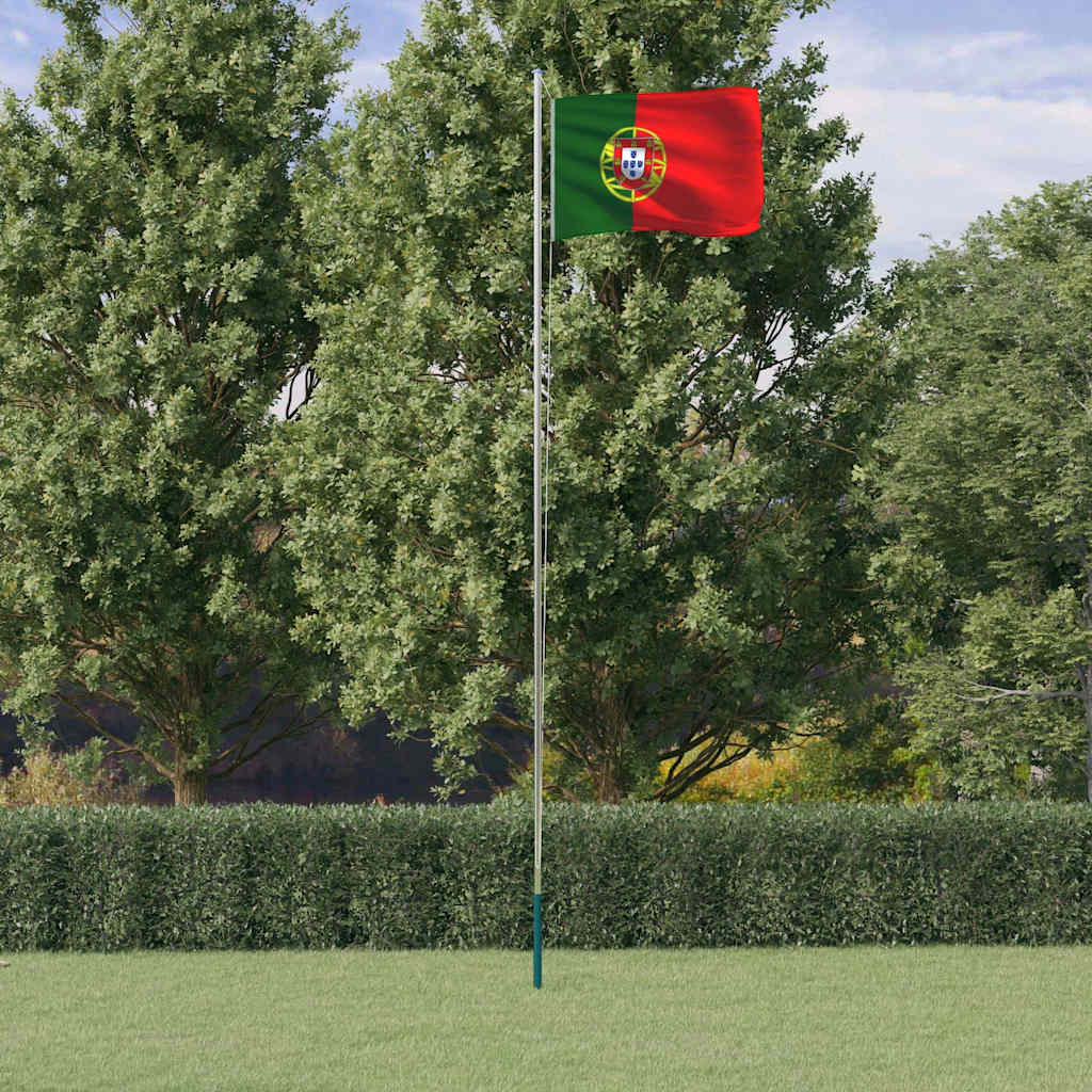 Bandeira de portugal e mastro 6,08 m alumínio