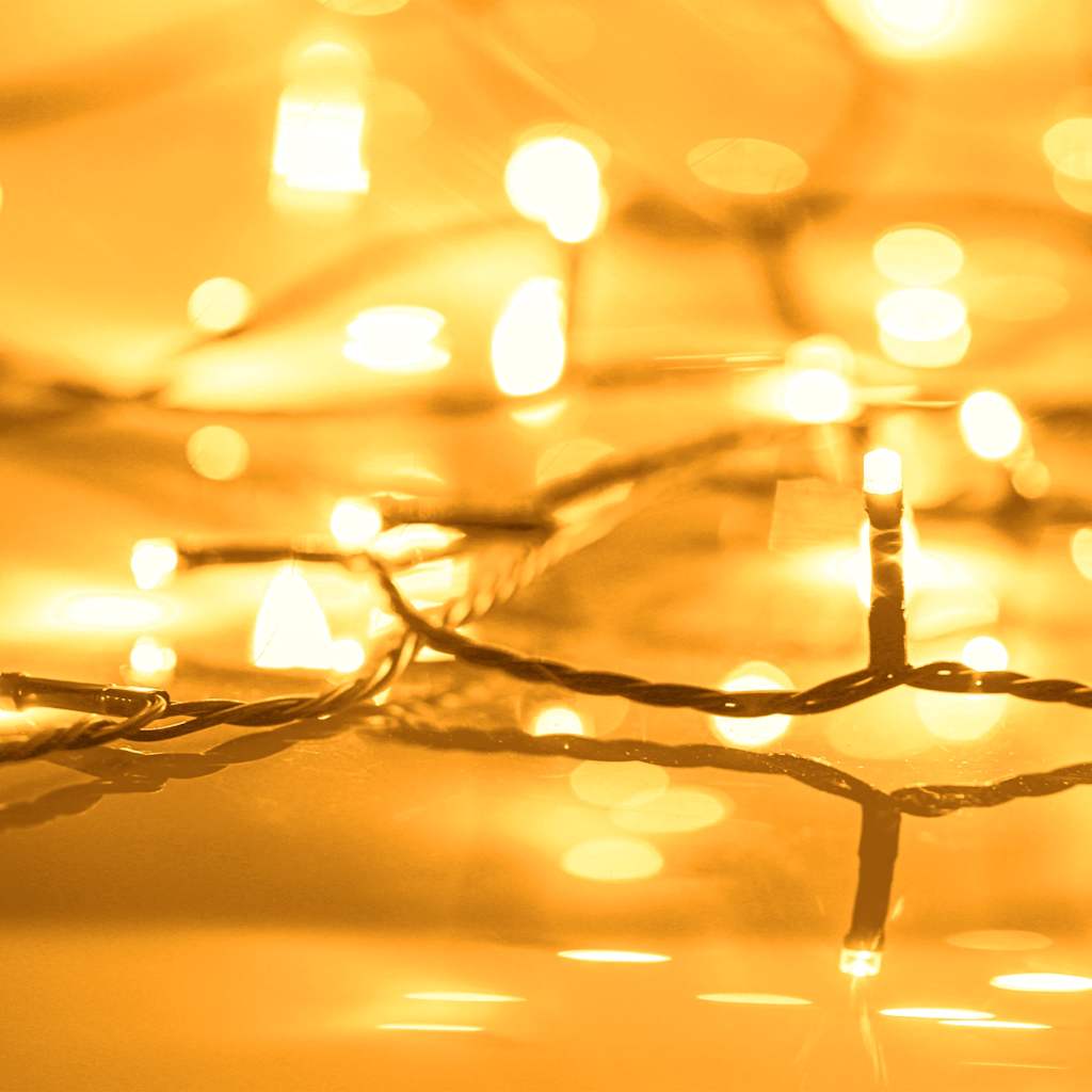 Cordão de luzes 600 LED 60 m 8 efeitos iluminação IP44 branco quente