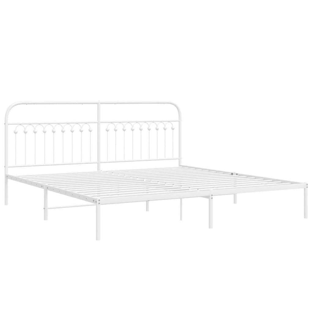 Estrutura de cama com cabeceira 193x203 cm metal branco