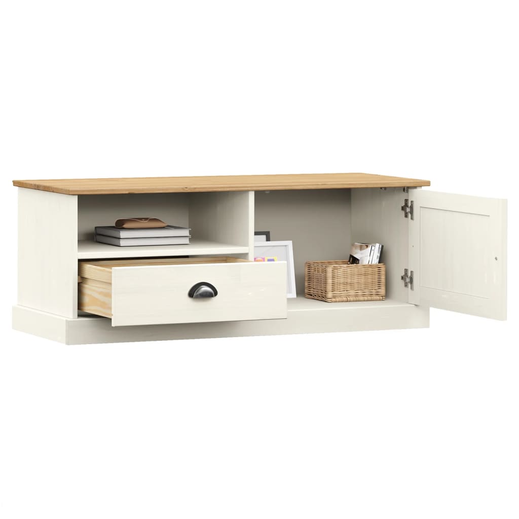 Móvel de TV vigo 106x40x40 cm madeira de pinho maciça branco