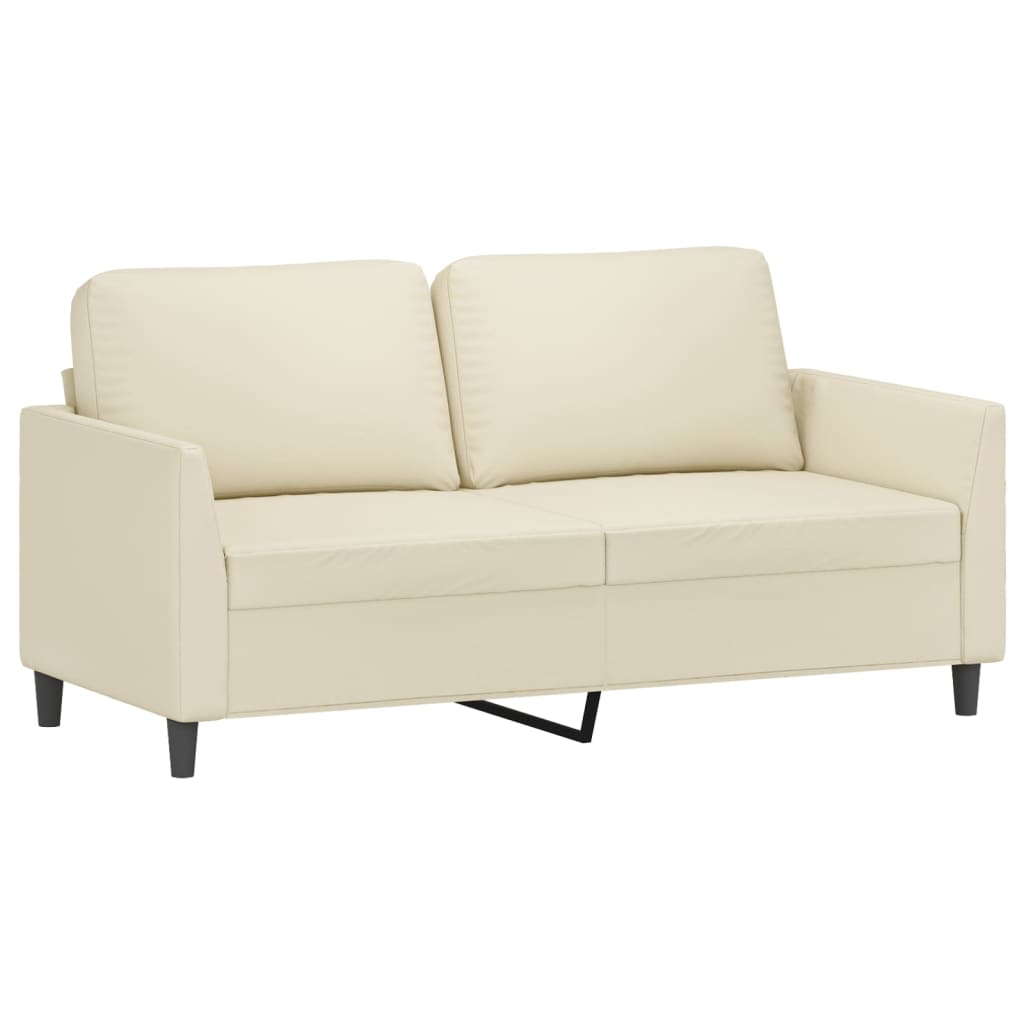 2 Pcs conjunto sofás c/ almofadões couro artificial cor creme