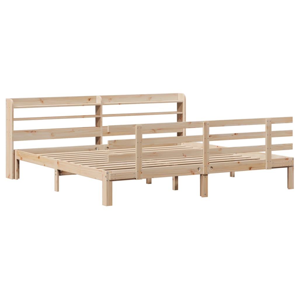 Estrutura de cama com cabeceira 200x200 cm pinho maciço