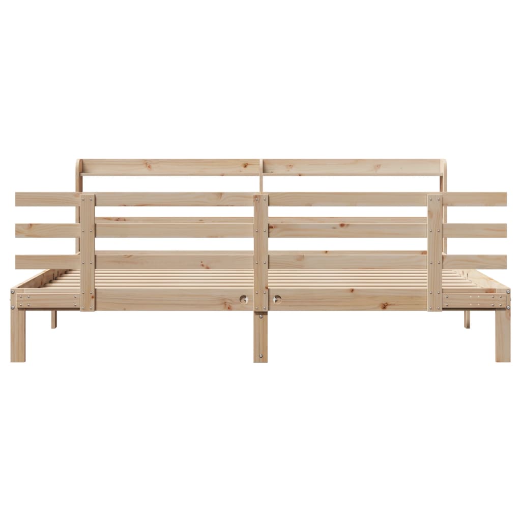 Estrutura de cama com cabeceira 200x200 cm pinho maciço