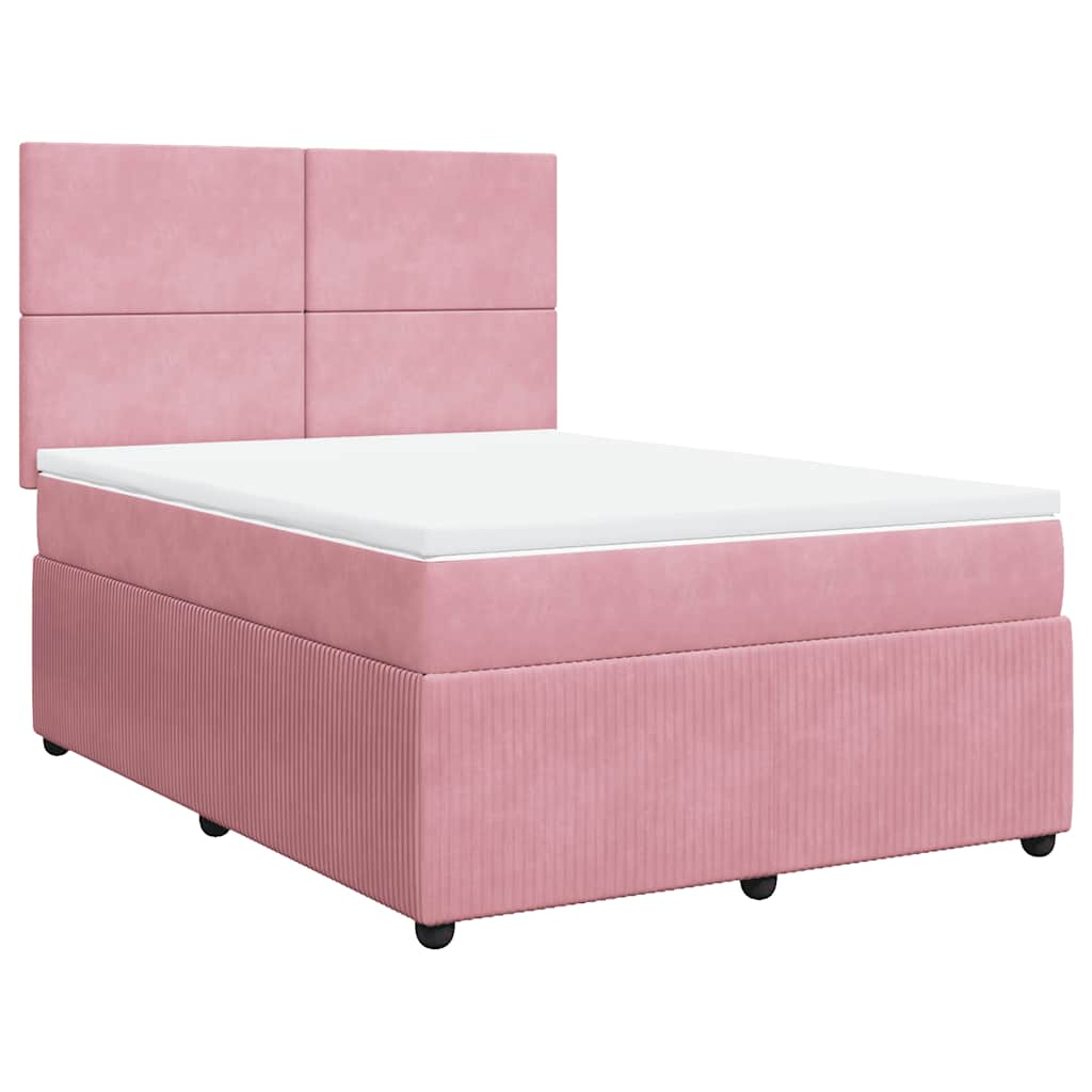 Cama com molas/colchão 160x200 cm veludo rosa