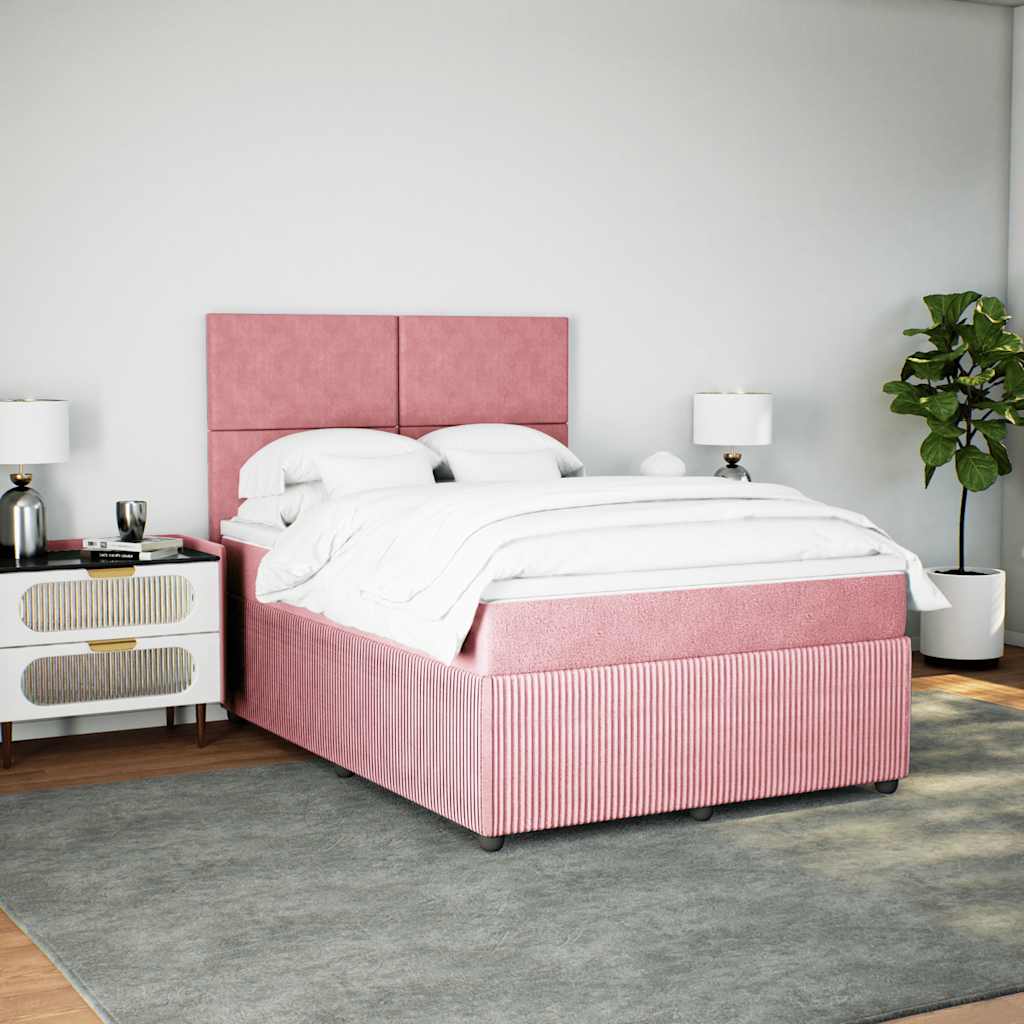 Cama com molas/colchão 160x200 cm veludo rosa