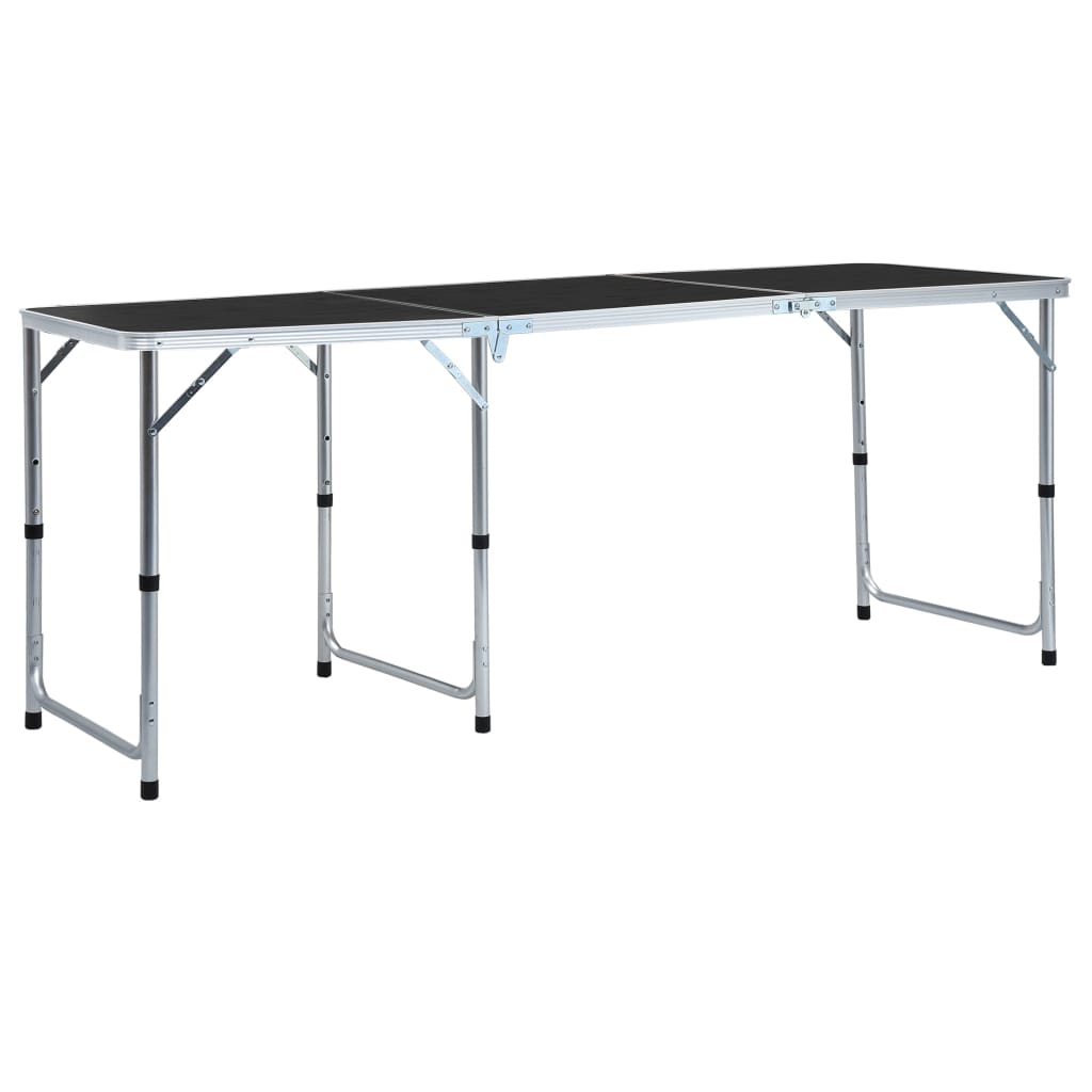 Mesa de campismo dobrável 180x60 cm alumínio cinzento