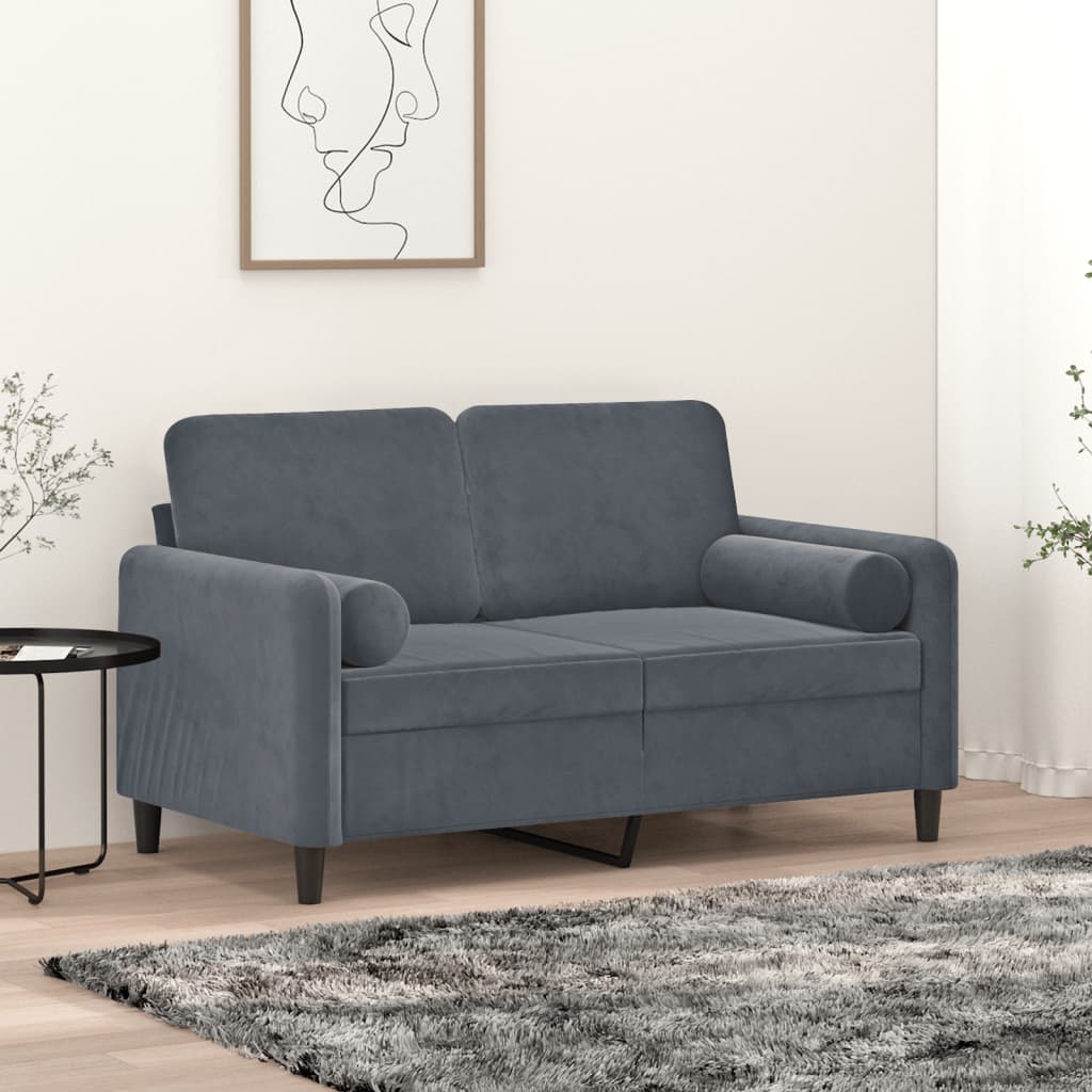 Almofadas decorativas 2 pcs ø15x50 cm veludo cinzento-escuro