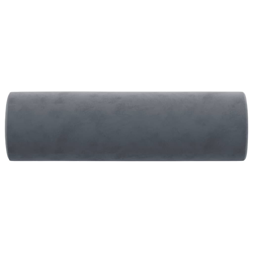 Almofadas decorativas 2 pcs ø15x50 cm veludo cinzento-escuro