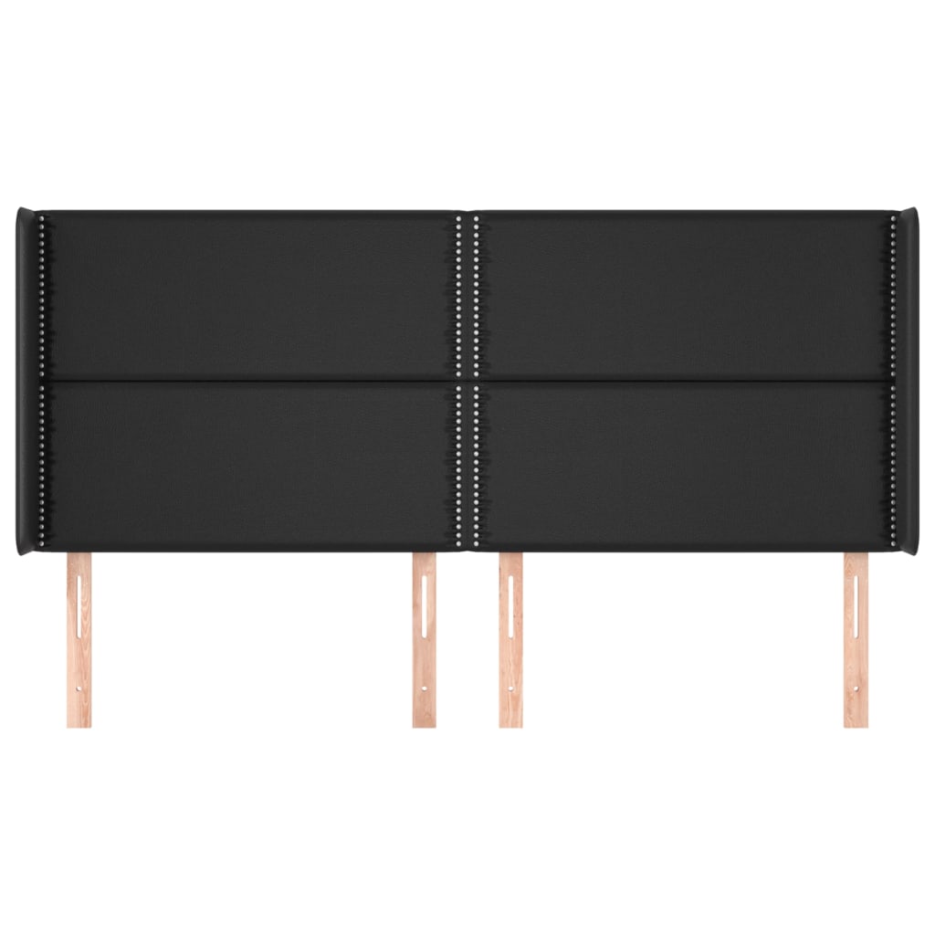Cabeceira de cama c/ abas couro artif. 183x16x118/128 cm preto