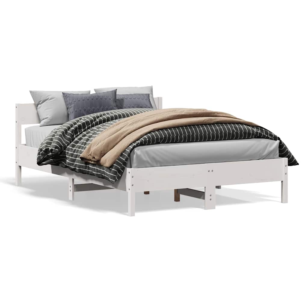 Cama sem colchão 160x200 cm madeira de pinho maciça branco