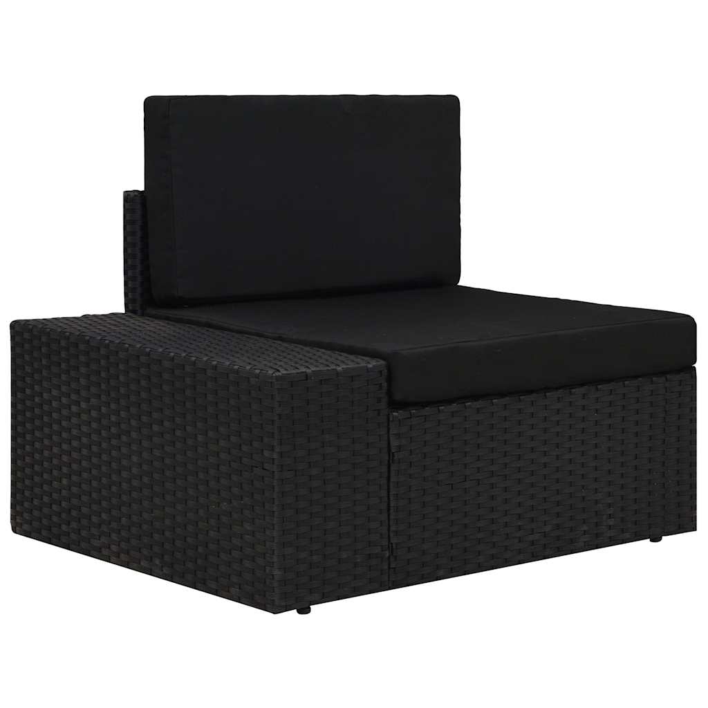 4 Pcs conjunto lounge para jardim vime PE preto