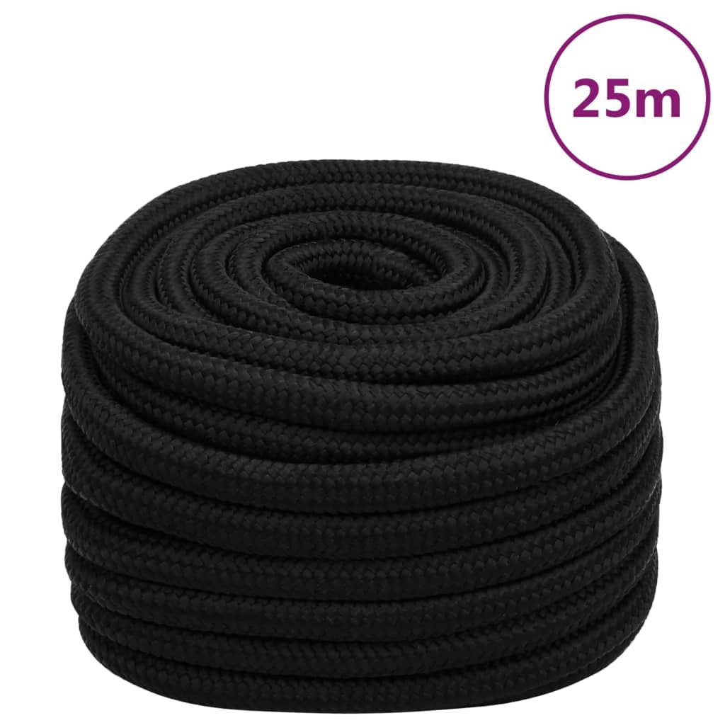 Corda de trabalho 25 mm 25 m poliéster preto