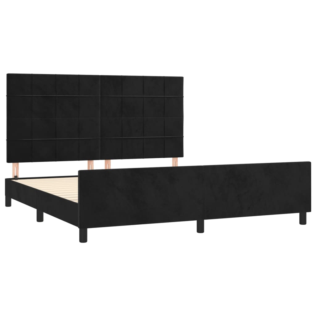 Estrutura de cama sem colchão 160x200 cm veludo preto