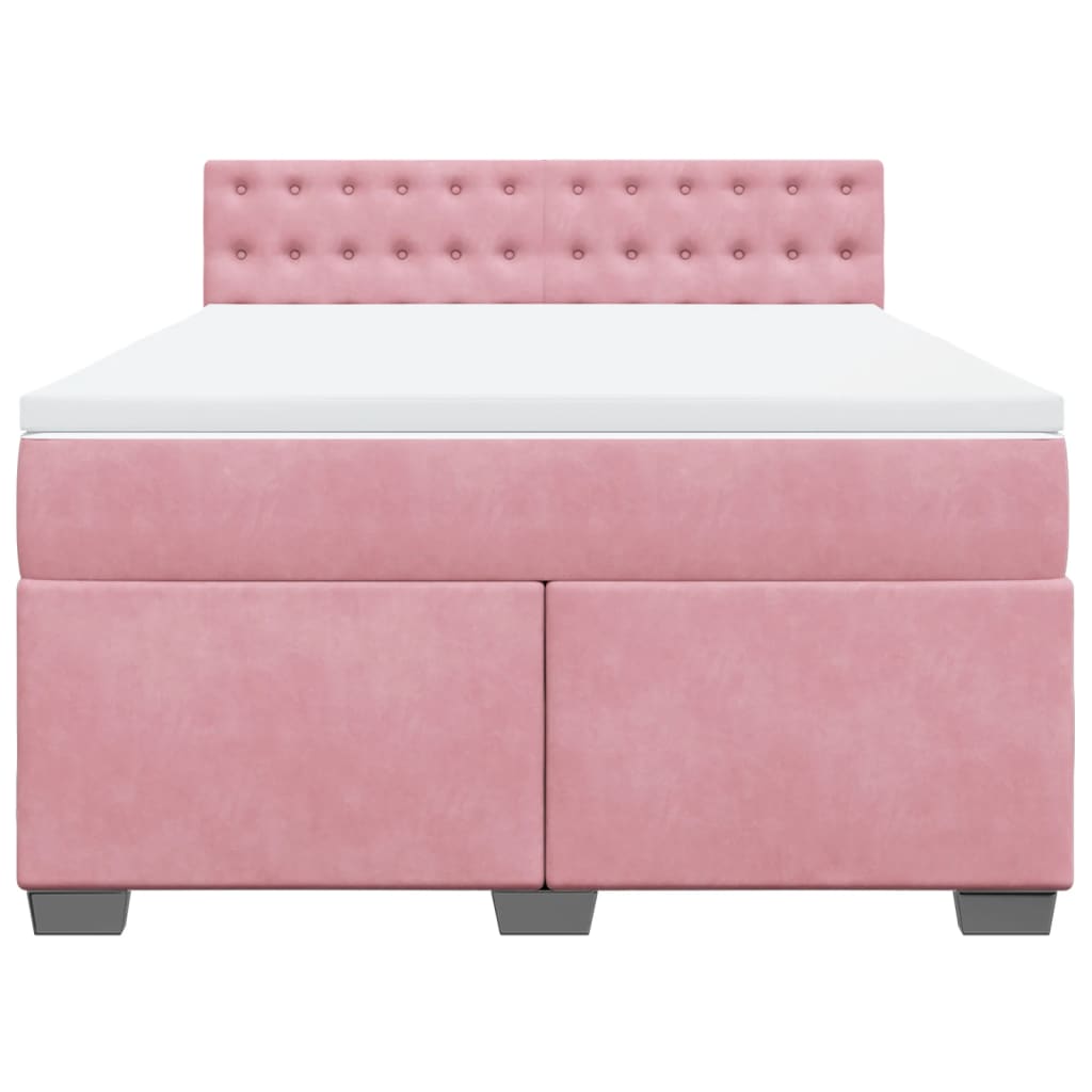 Cama com molas/colchão 140x190 cm veludo rosa