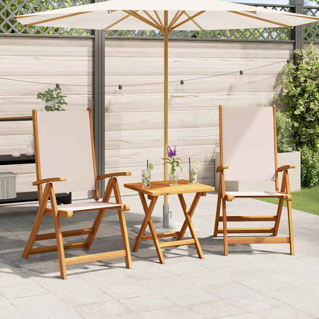 Cadeiras de jardim dobráveis 2 pcs acácia maciça e textilene