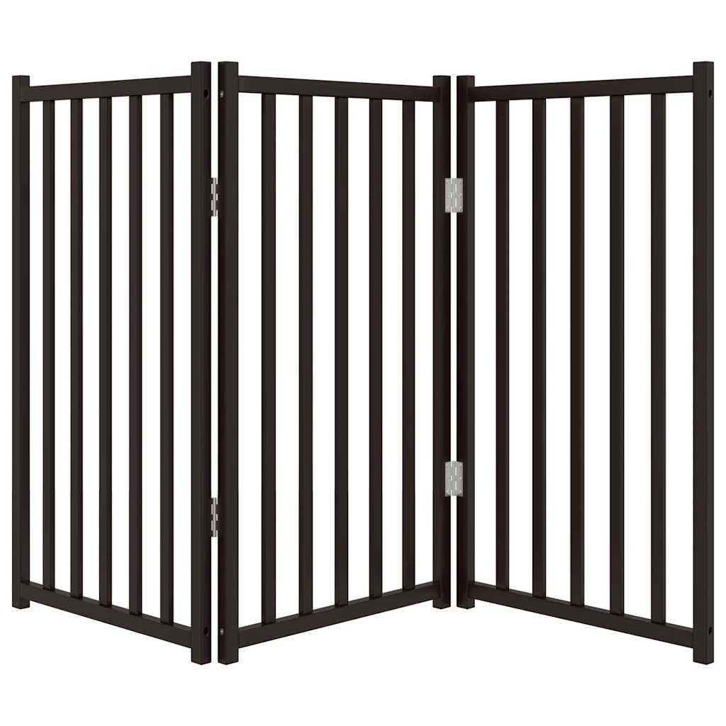 Portão p/ cães dobrável 3 painéis 150 cm abeto maciço preto