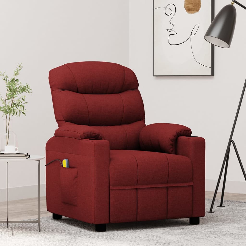 Poltrona de massagens elétrica reclinável tecido vermelho tinto