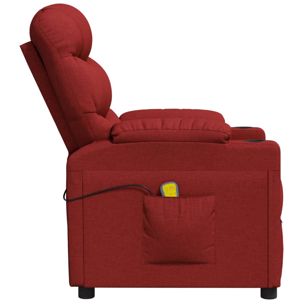 Poltrona de massagens elétrica reclinável tecido vermelho tinto