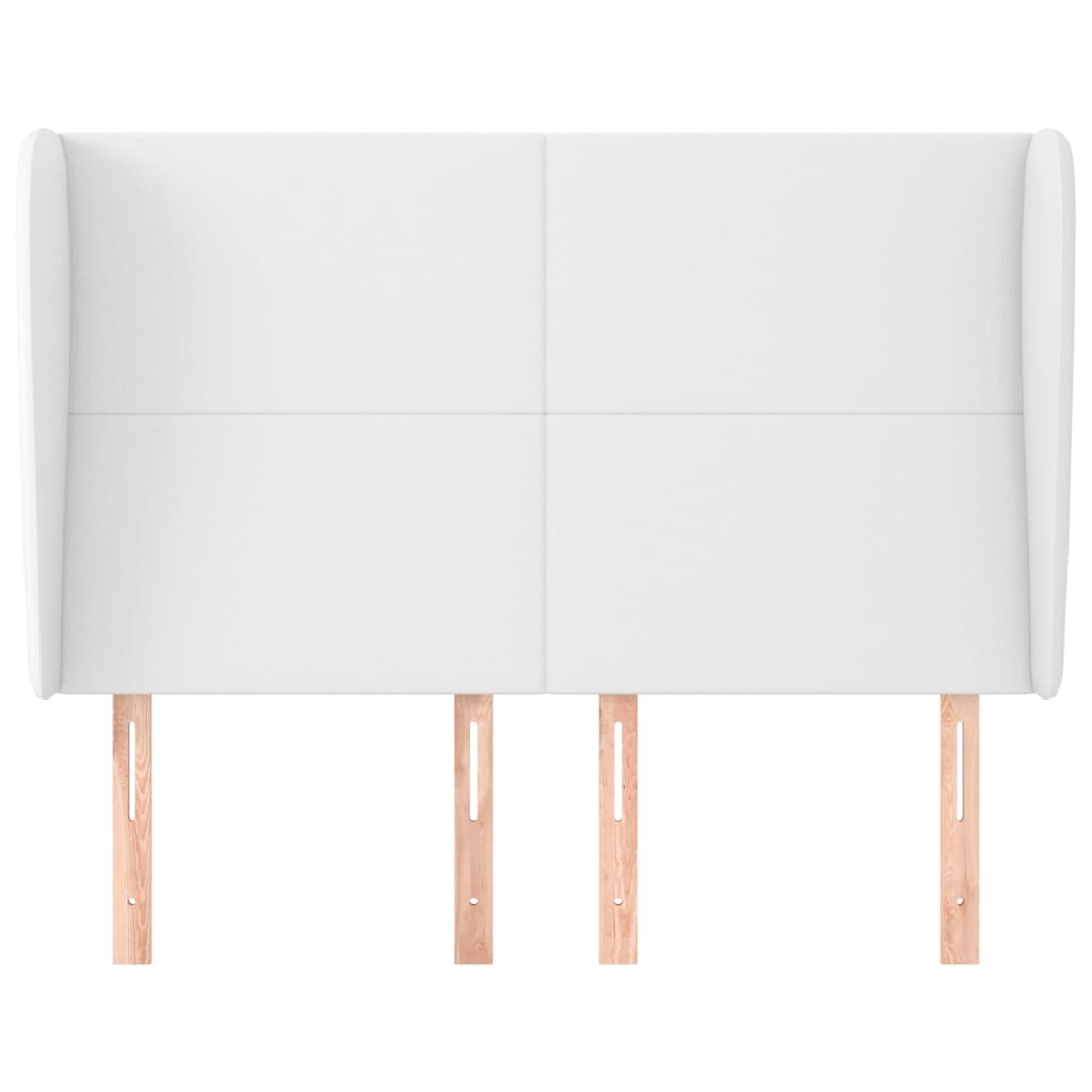 Cabeceira cama c/ abas couro artificial 147x23x118/128cm branco