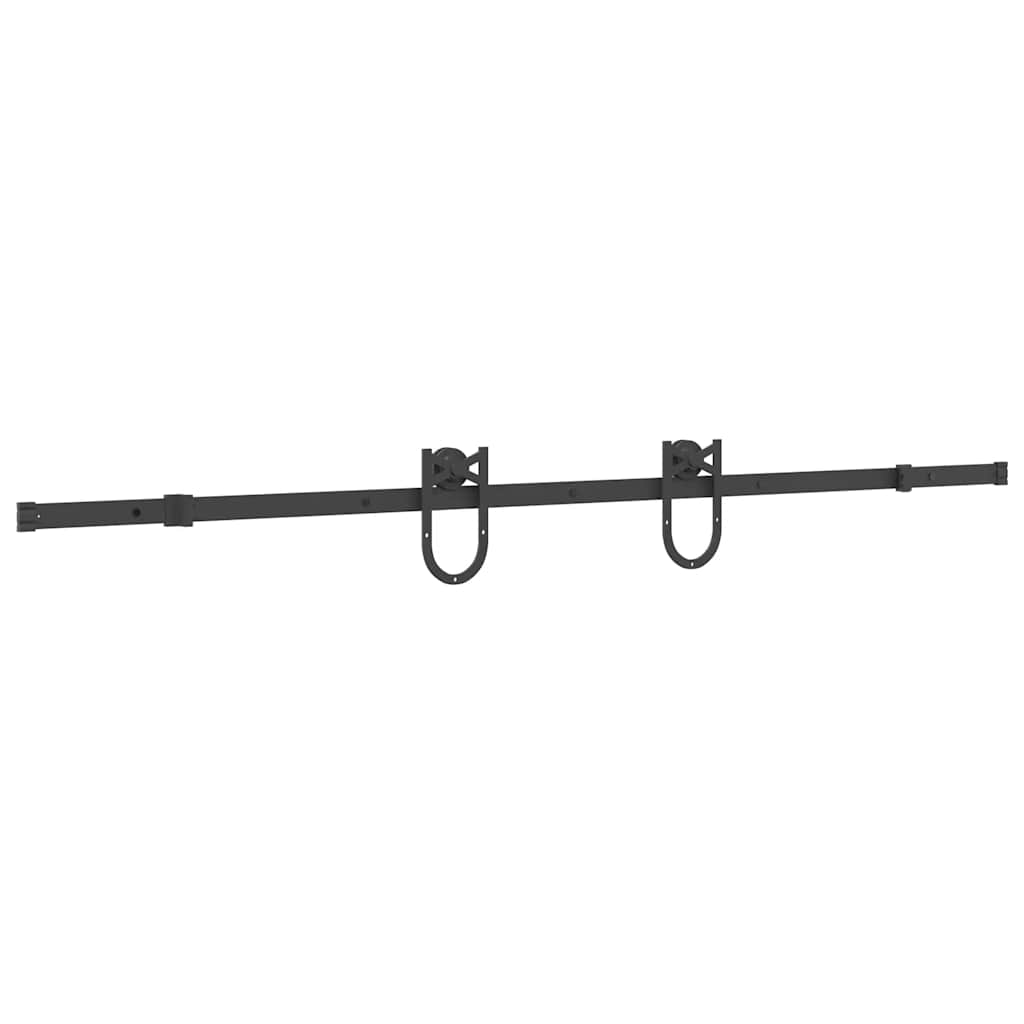 Kit de ferragens para porta deslizante 200 cm aço preto