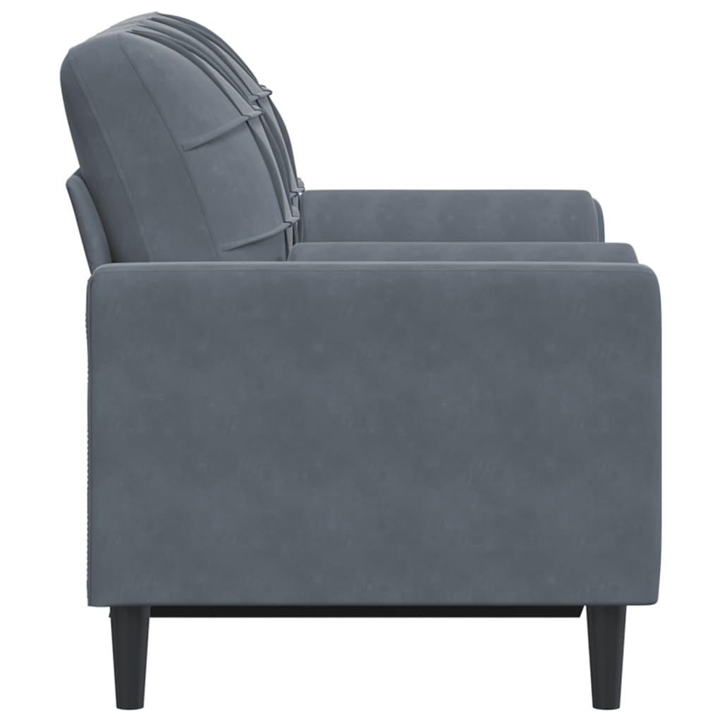 Sofá 2 lug. c/ almofadas decorativas 120 cm veludo cinza-escuro