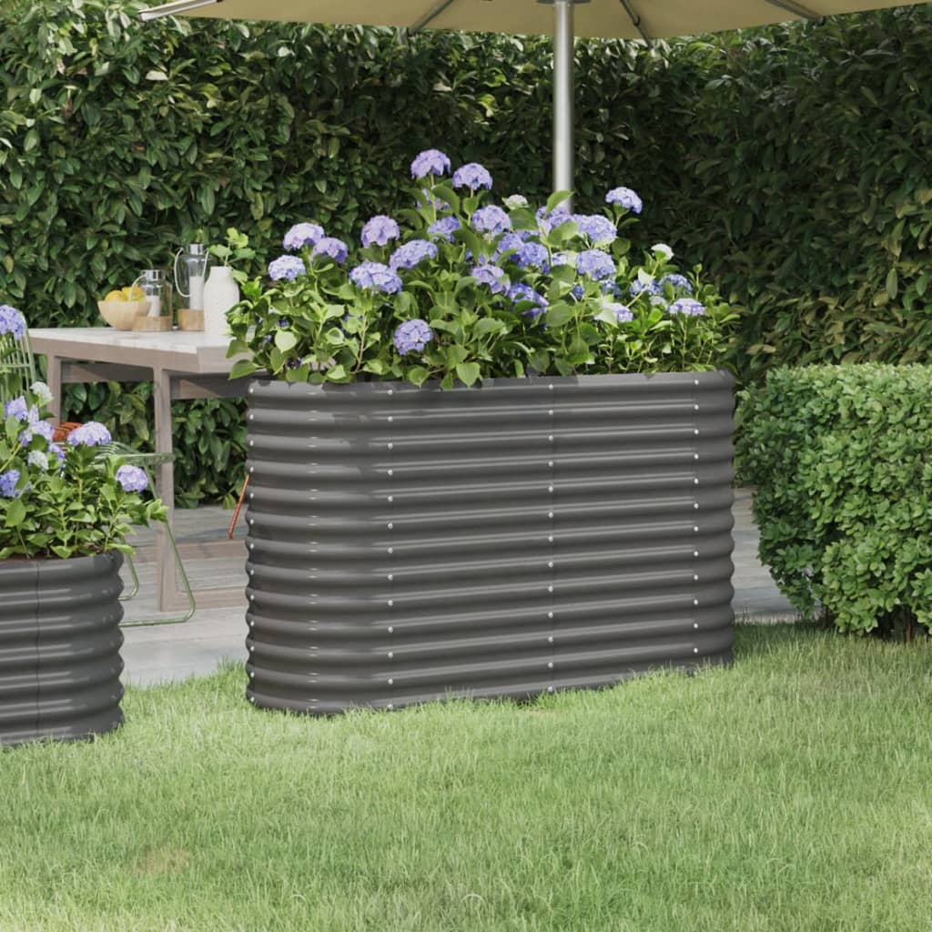 Canteiro elevado jardim 114x40x68cm aço galvanizado cinzento