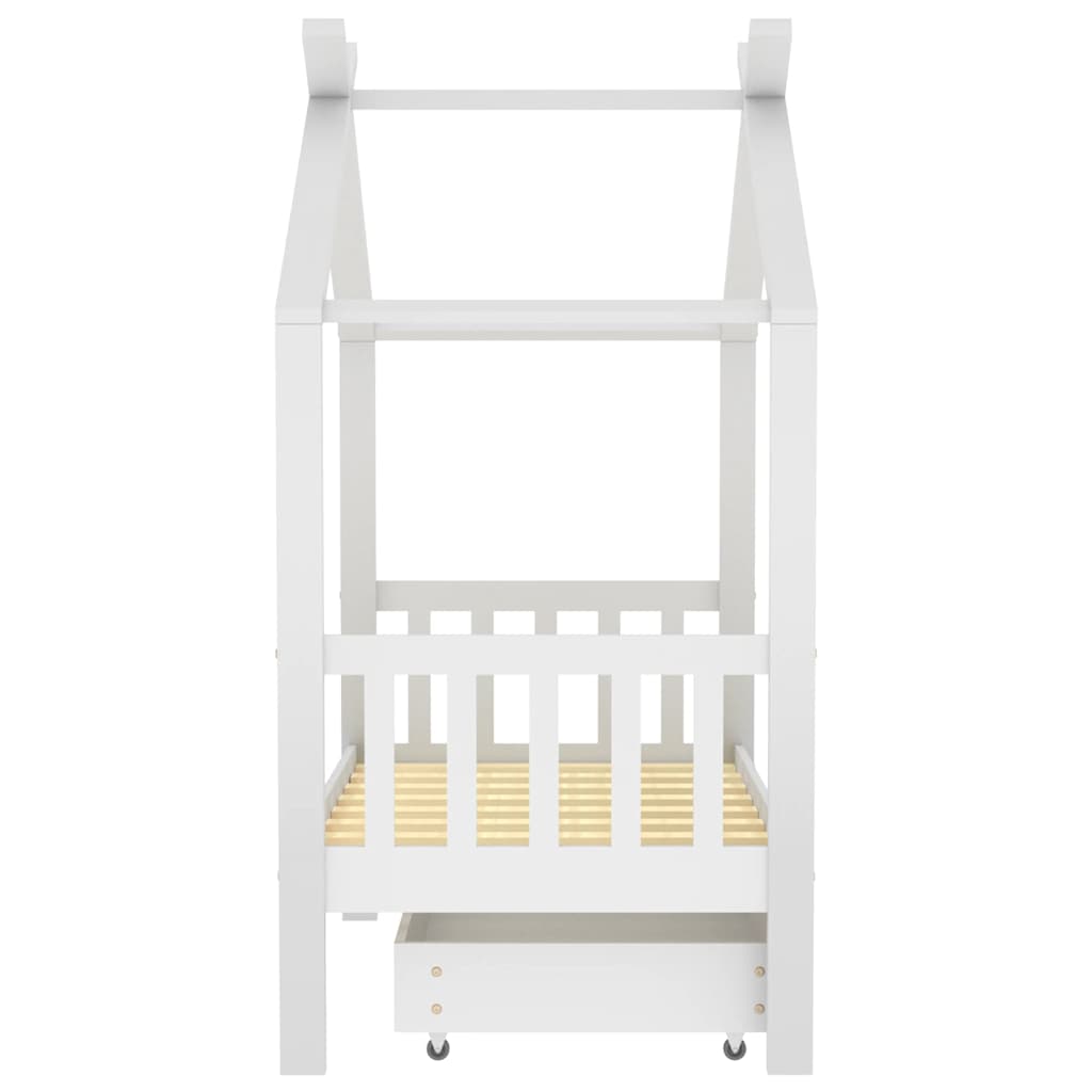 Estrutura cama criança c/ gaveta 70x140 cm pinho maciço branco