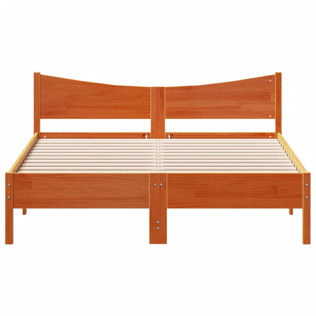 Cama sem colchão 150x200 cm madeira pinho maciça castanho-mel