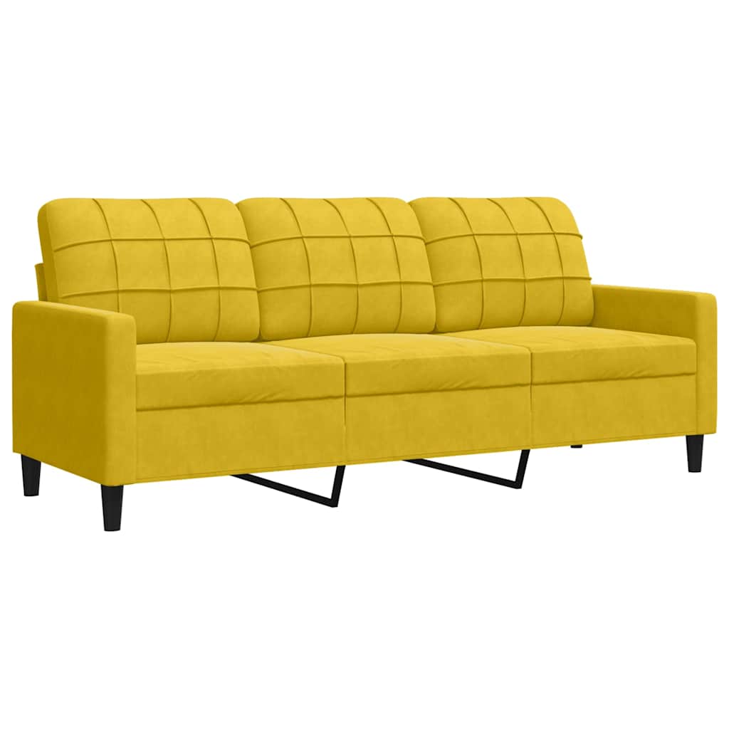 2 Pcs conjunto de sofás com almofadões e rolos veludo amarelo