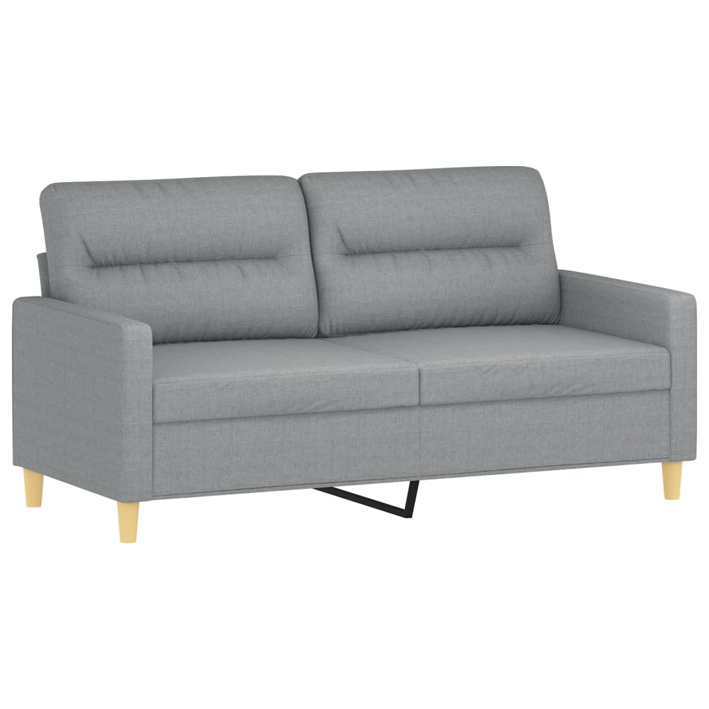 3 Pcs conjunto de sofás com almofadões tecido cinzento-claro