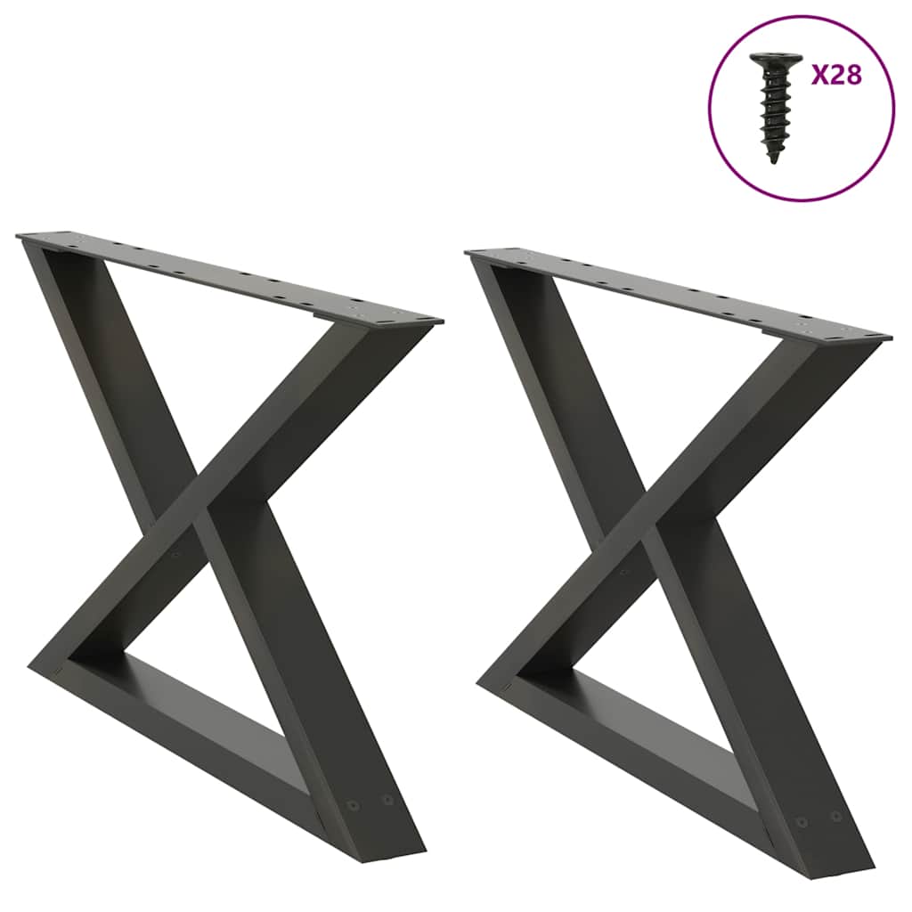 Pés para mesa de centro 2 peças antracite 70x(42-43,3) cm aço