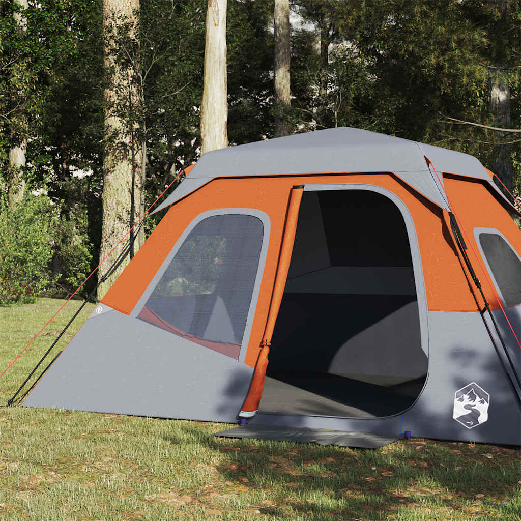 Tenda familiar 6 p. libertação rápida impermeável cinza/laranja