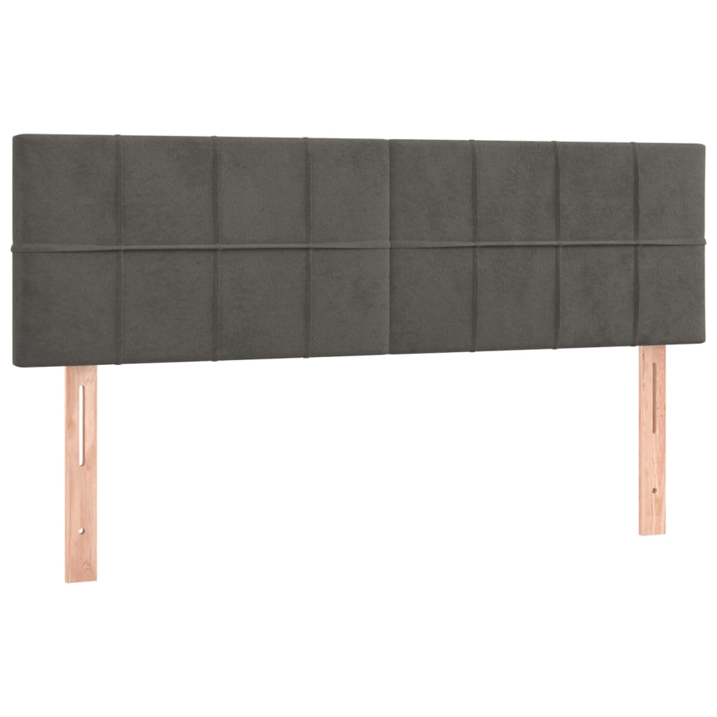 Cabeceira de cama c/luzes LED veludo 144x5x78/88cm cinza-escuro