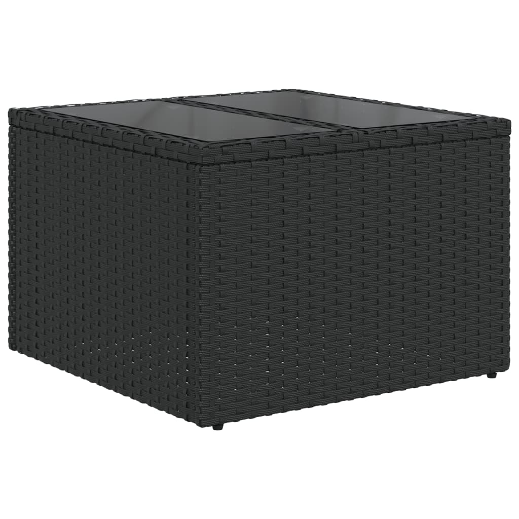 10 Pcs conjunto sofás de jardim c/ almofadões vime PE preto