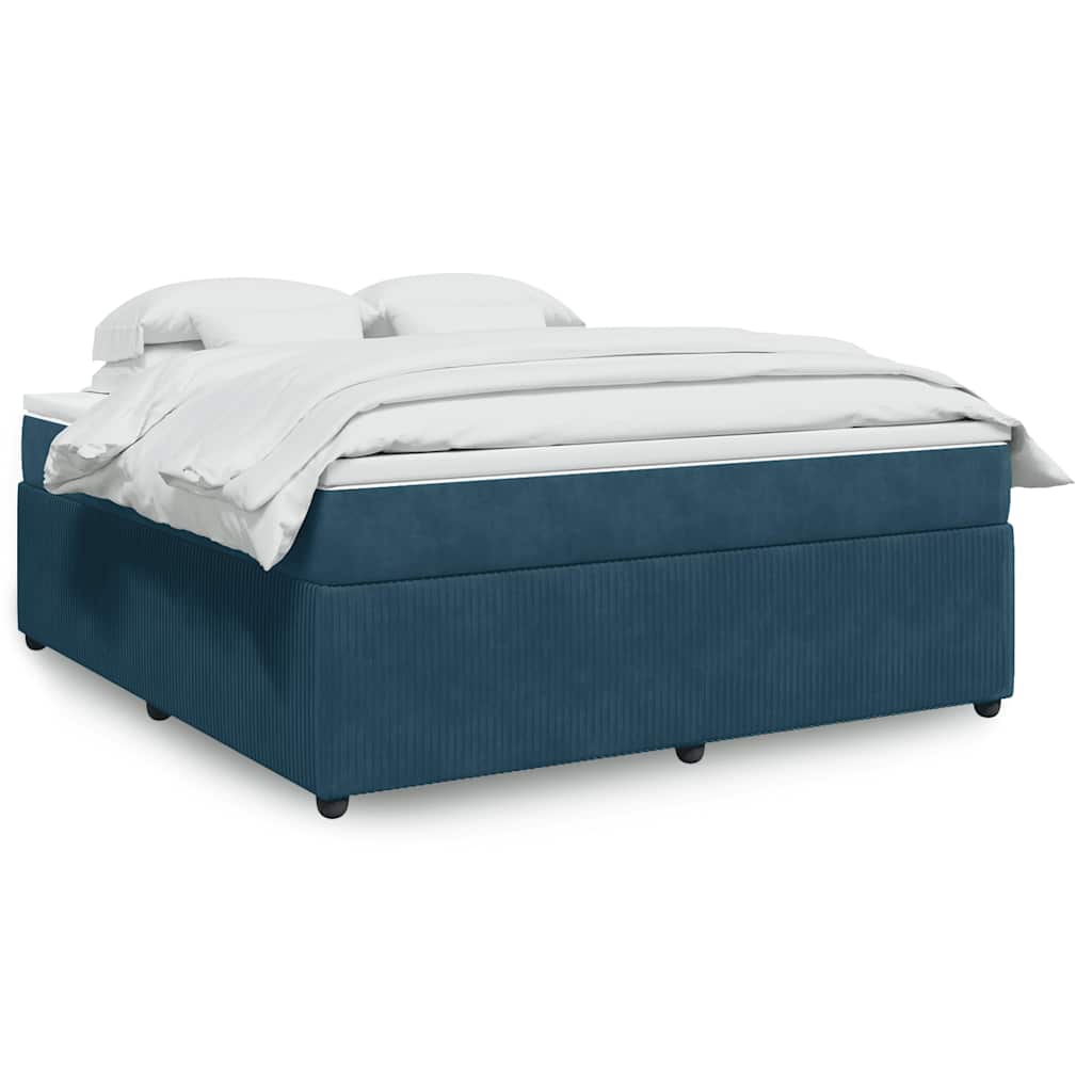Cama com molas/colchão 180x200 cm veludo azul-escuro