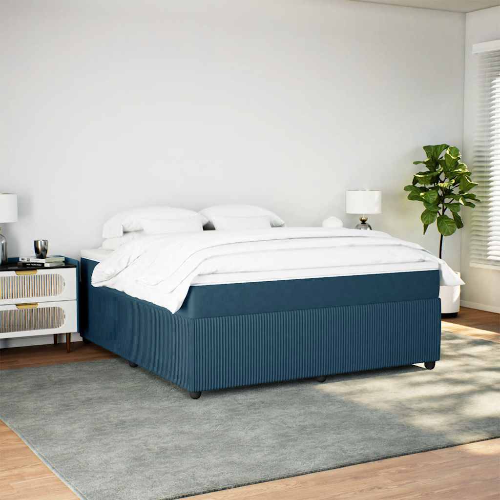 Cama com molas/colchão 180x200 cm veludo azul-escuro