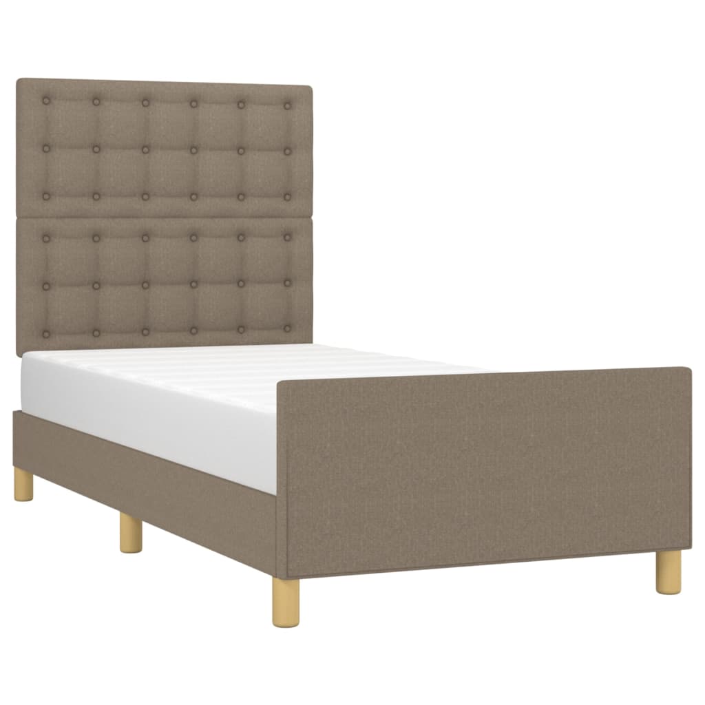 Estrutura cama cabeceira 80x200 cm tecido castanho-acinzentado