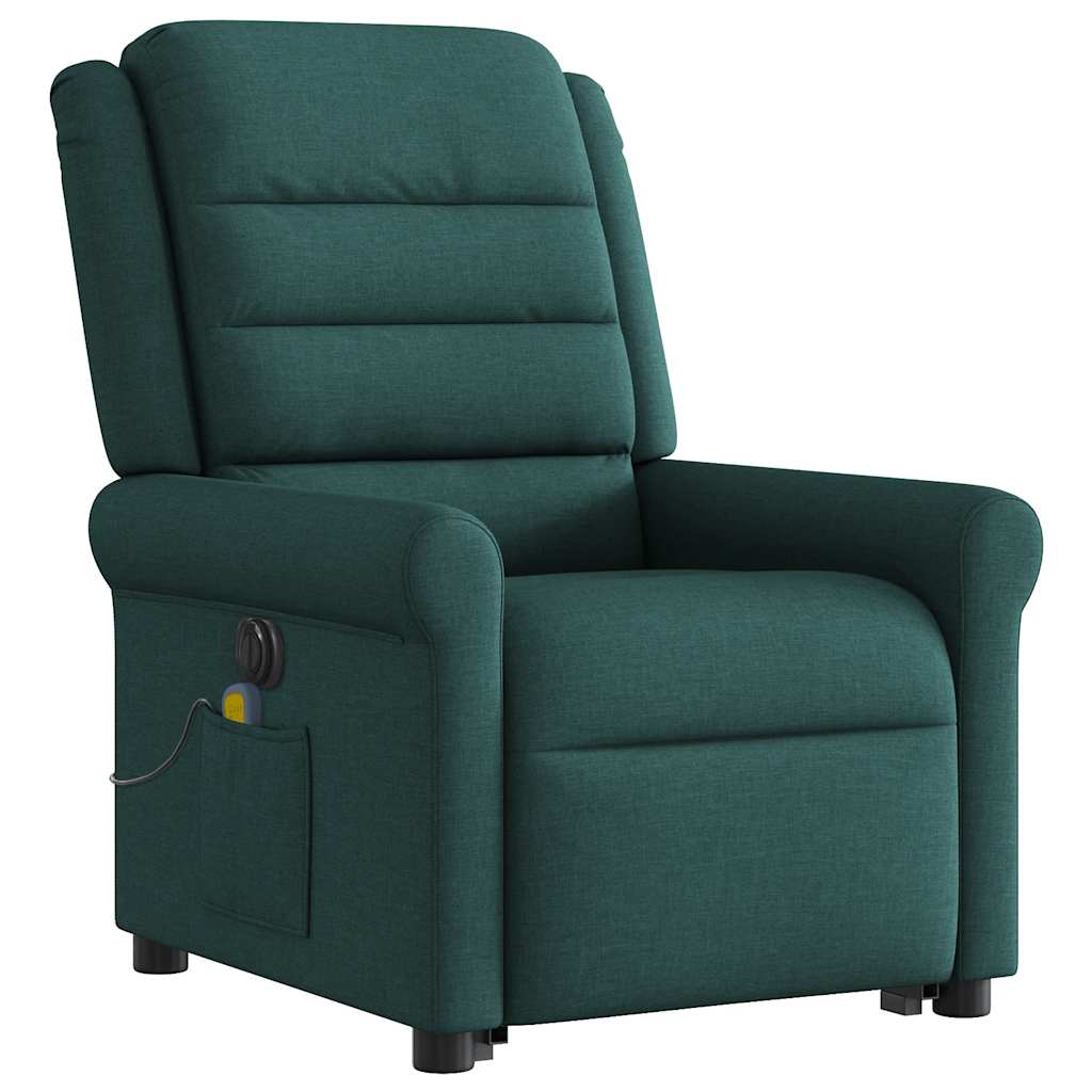 Poltrona elétrica elevatória massagens tecido verde-escuro
