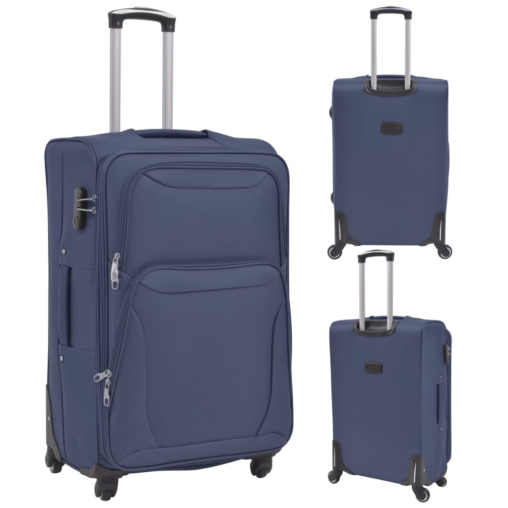 Conjunto de tróleis em estojo mole 3 pcs azul-marinho