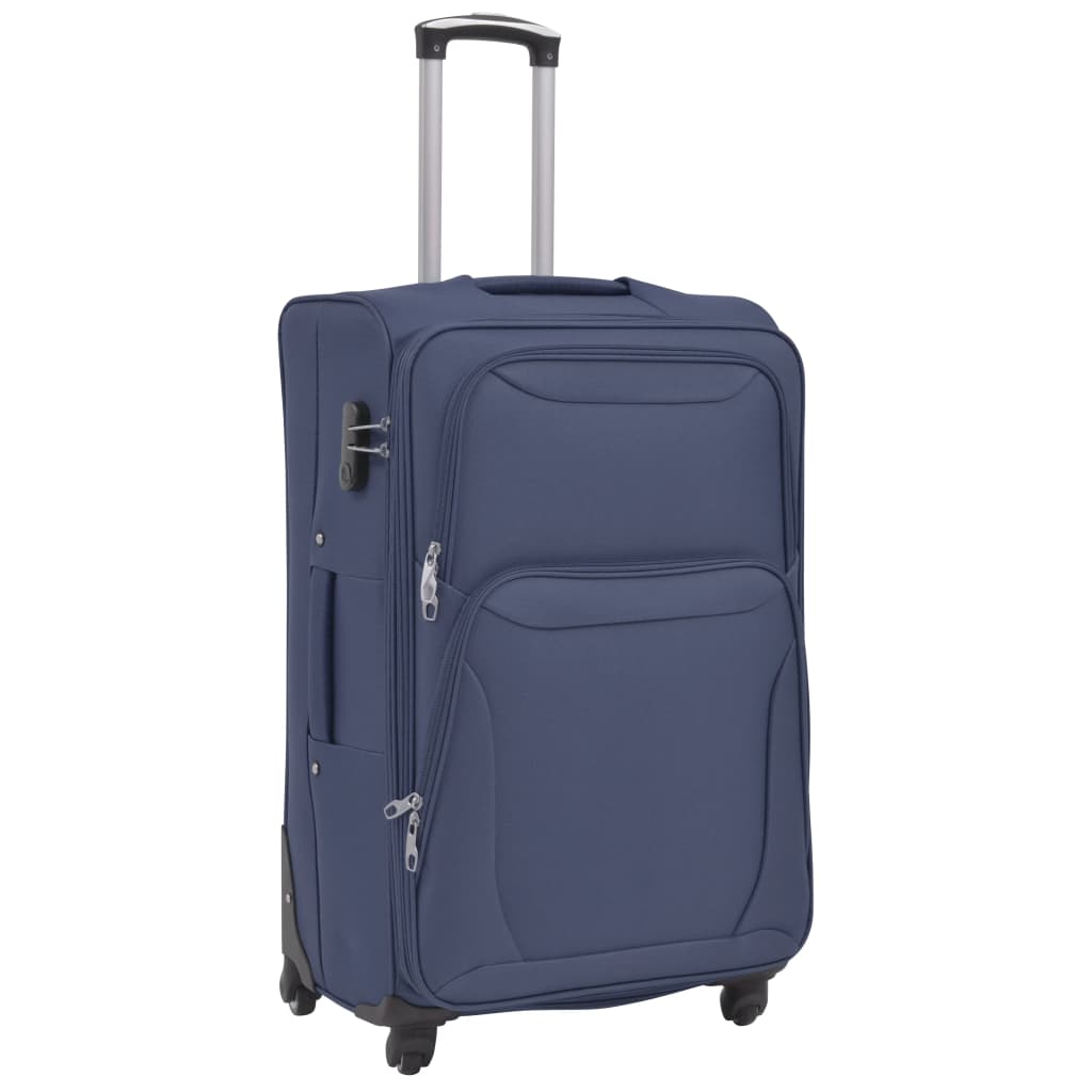 Conjunto de tróleis em estojo mole 3 pcs azul-marinho