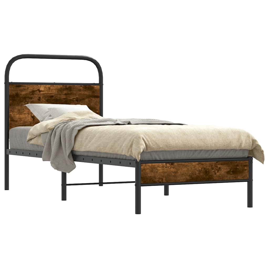 Estrutura cama s/ colchão derivados de madeira carvalho fumado