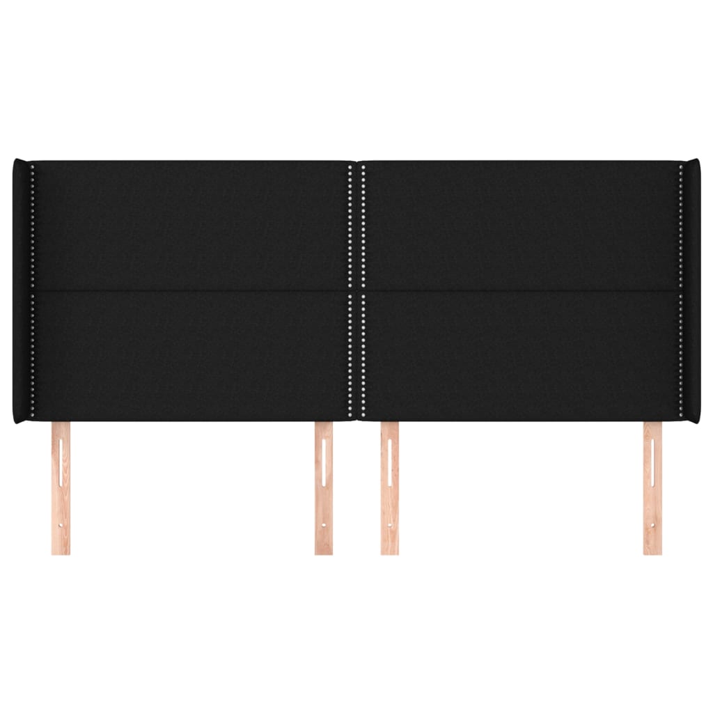 Cabeceira de cama c/ abas tecido 203x16x118/128 cm preto