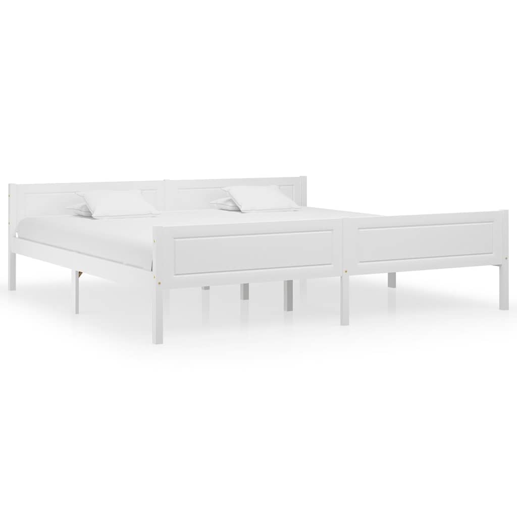 Estrutura de cama 200x200 cm madeira de pinho maciça branco