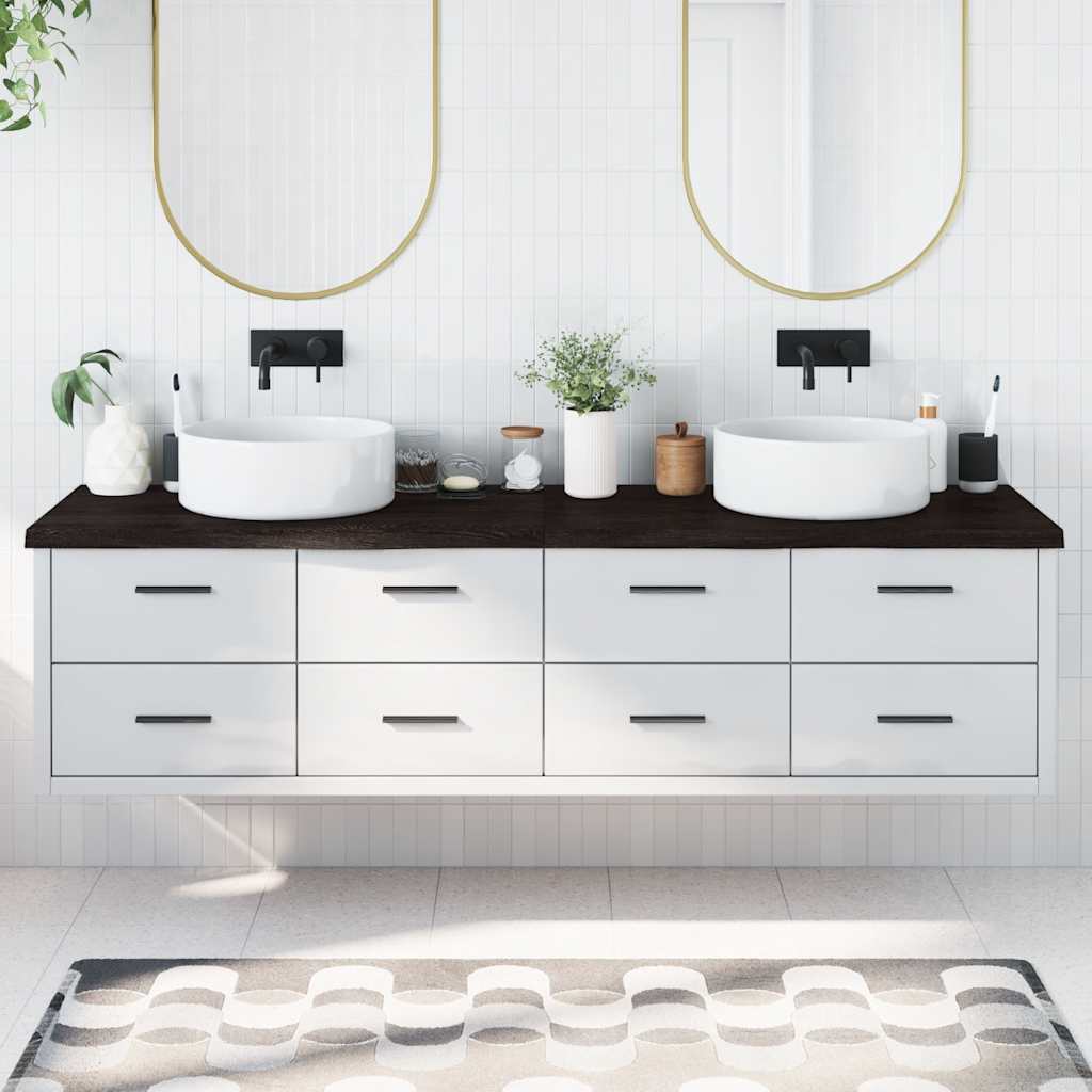 Bancada p/ wc 200x60x(2-4)cm madeira tratada maciça castanho