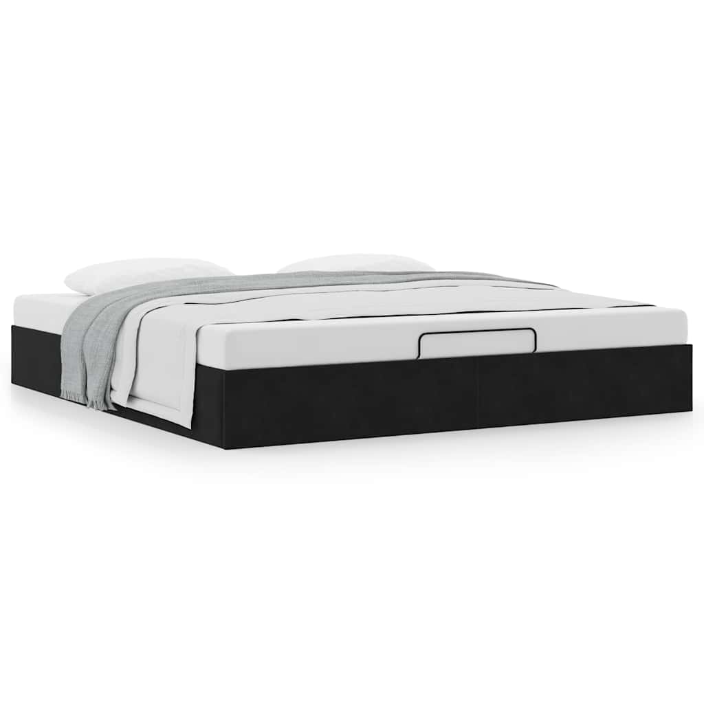 Estrutura de cama otomana sem colchão 180x200 cm veludo preto